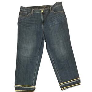 Chico's Women's Blue So Slimming Girlfriend Slim Leg Crop Denim Jeans Size 16
